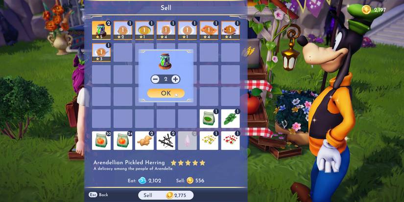 Selling meals at Goofy's Stall in Disney Dreamlight Valley.