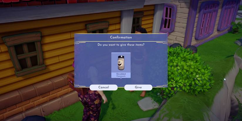 Giving Shredded Coconuts to Moana.