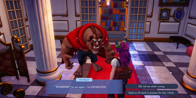 The Beast angry in Disney Dreamlight Valley.
