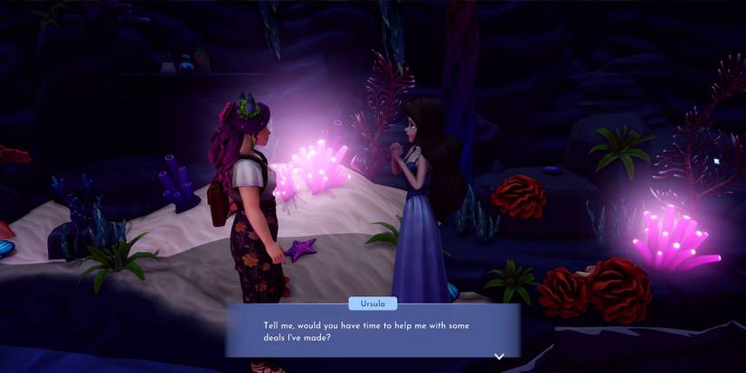 Starting a quest with Ursula in Dreamlight Valley.
