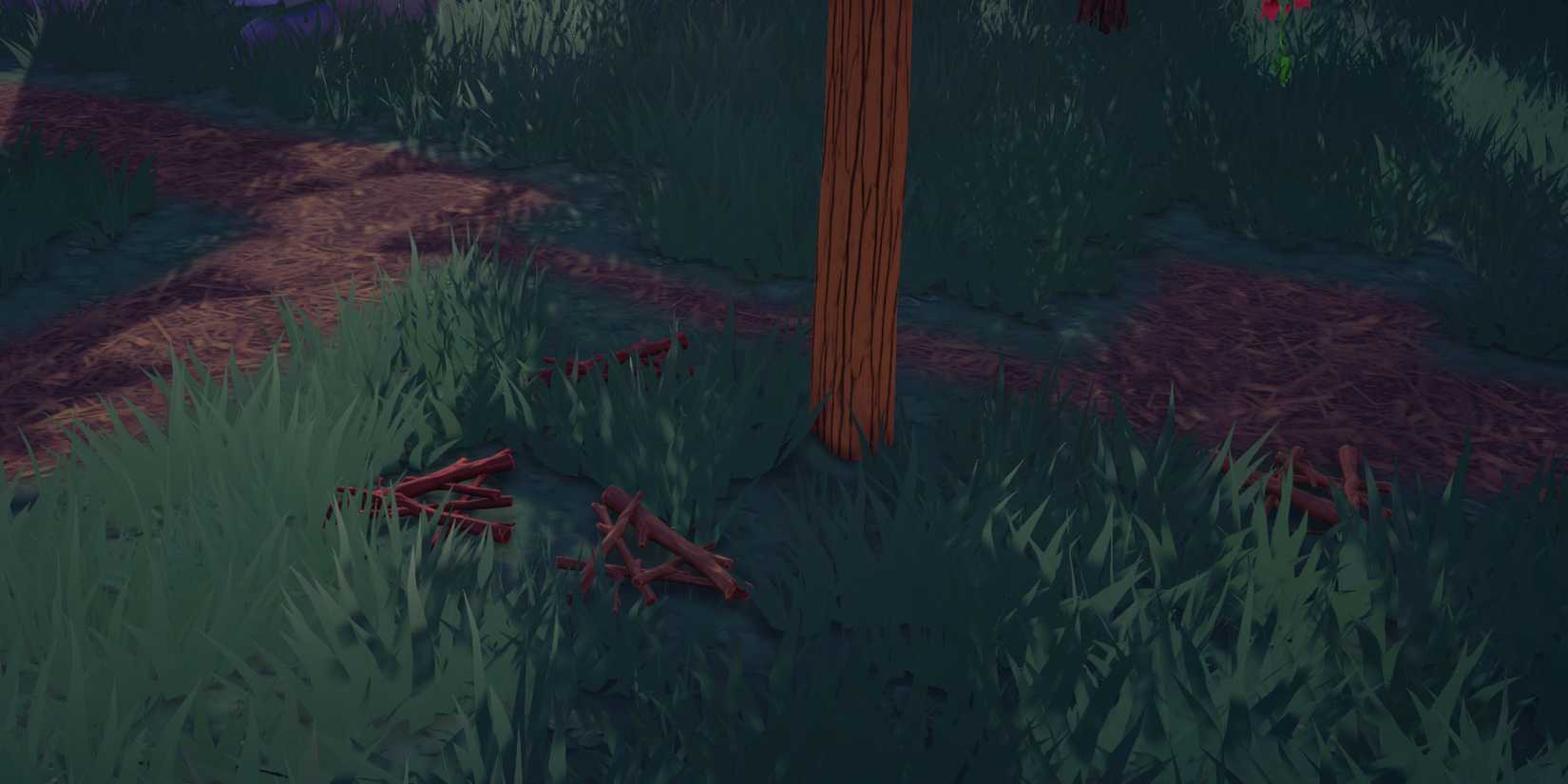 Wood spawning below a tree in Disney Dreamlight Valley.