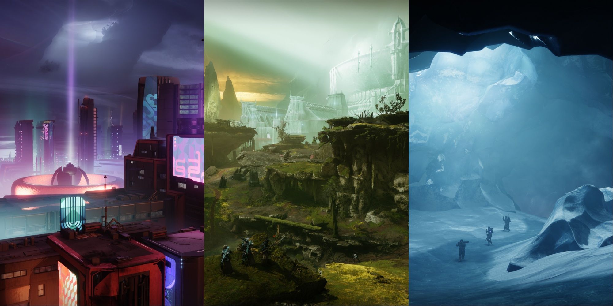 Destiny 2 combine image featuring patrol zones Neomuna, Throne World and Europa