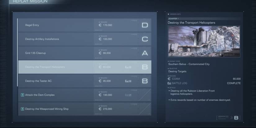 Destroy The Transport Helicopters mission in Armored Core 6 Fires of Rubicon