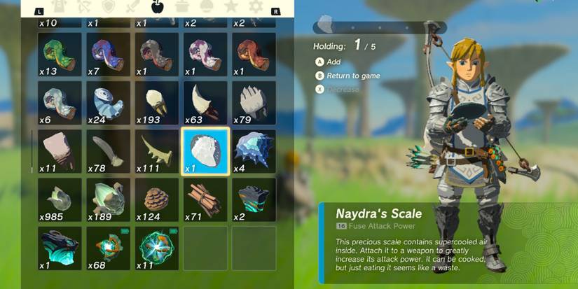 Link holding Naydra's scale