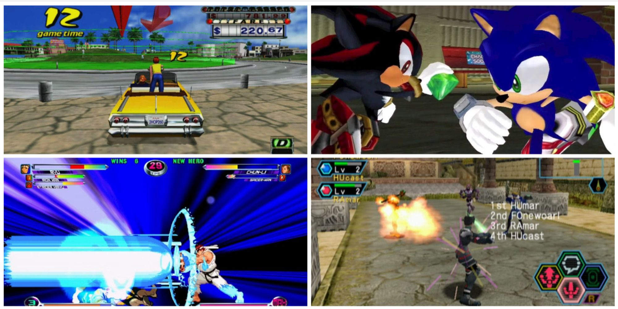 Four of the most popular Sega Dreamcast games