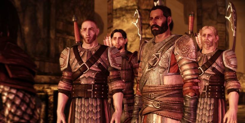 Ducan and other wardens encounter Aeducan in the Dwarf Noble origin