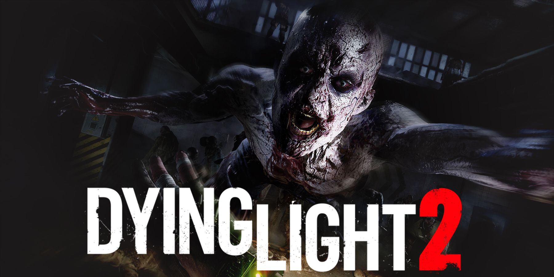 Dying Light 2 Stay Human zombie attack with game logo in foreground