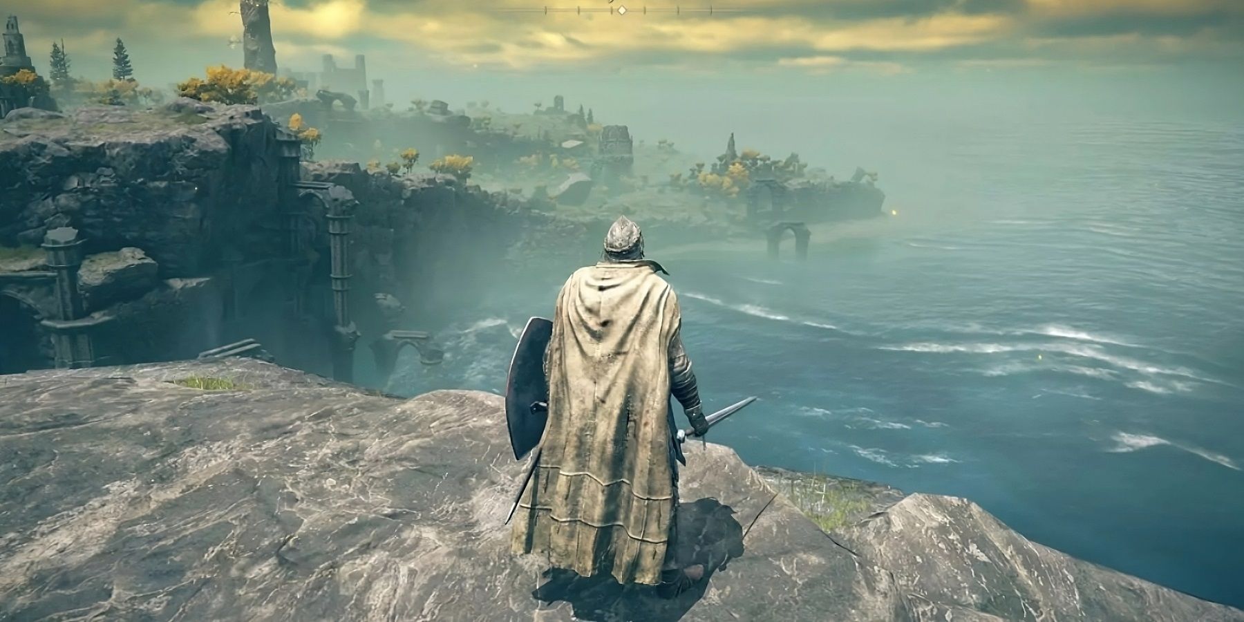 A player looking off a cliff in Elden Ring