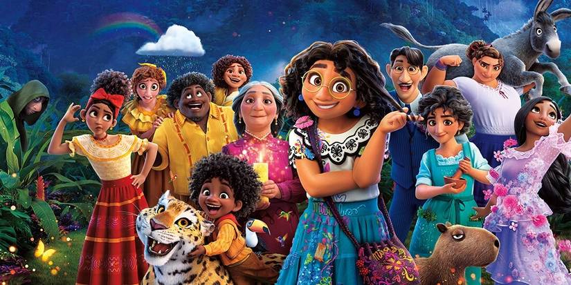 An image of characters from Encanto including Mirabel and her family