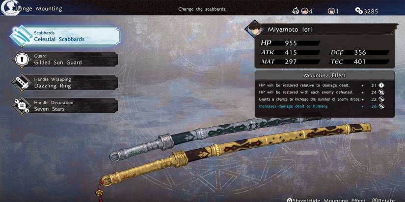 Equipping swords in Fate:Samurai Remnant