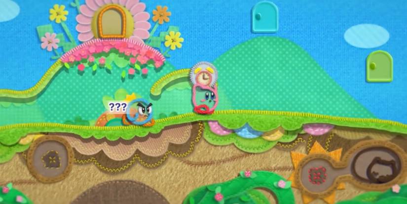 Exploring a level in Kirby’s Epic Yarn