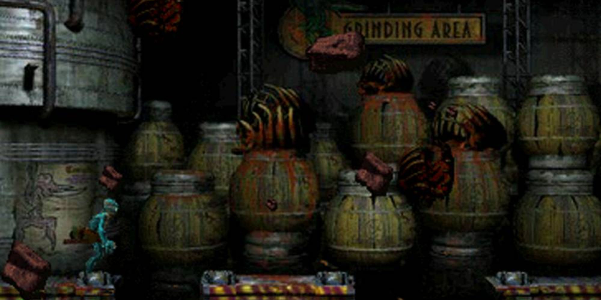 Exploring a level in Oddworld Abe's Oddysee