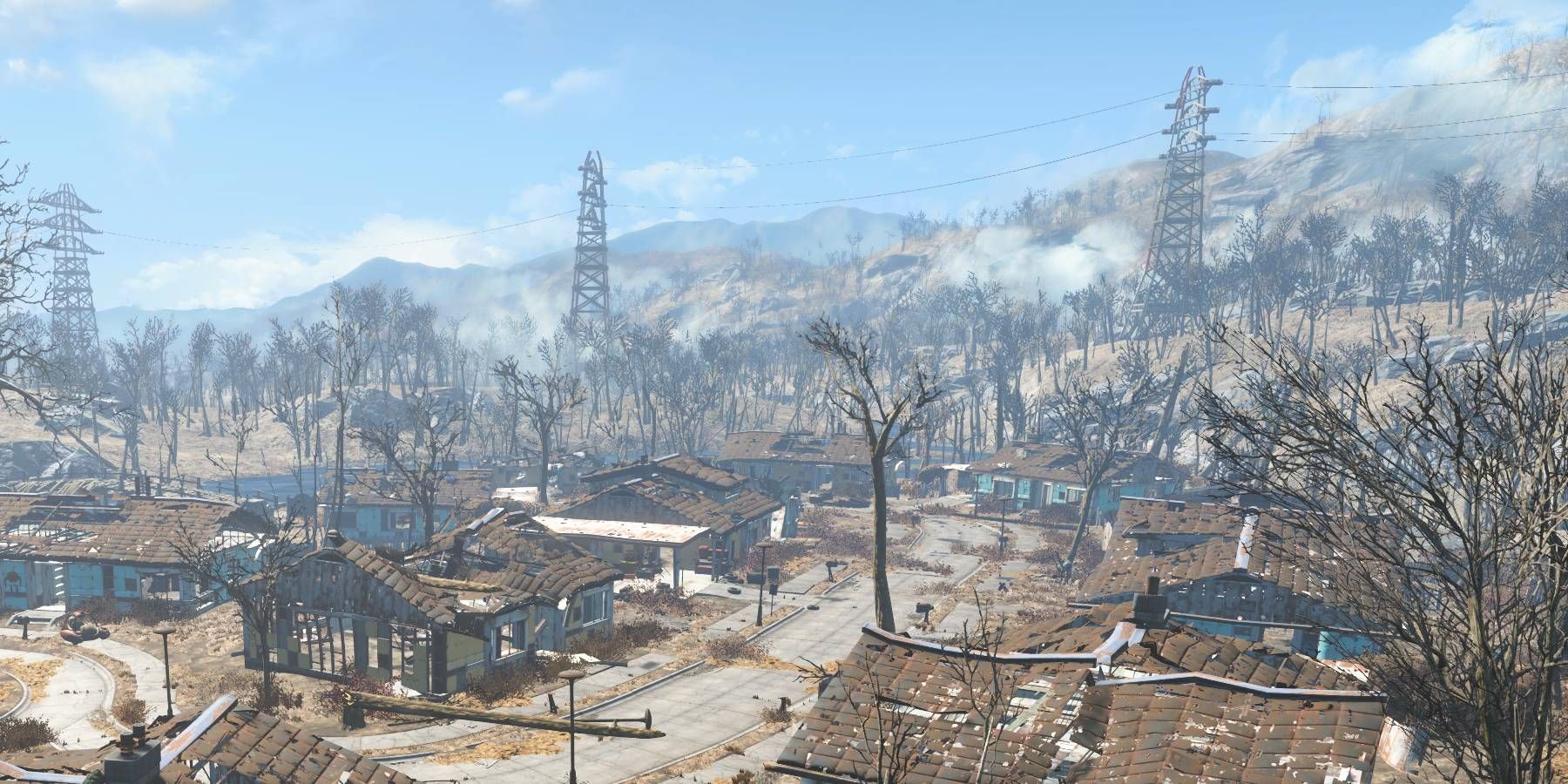 Sanctuary and the surrounding wilderness in Fallout 4