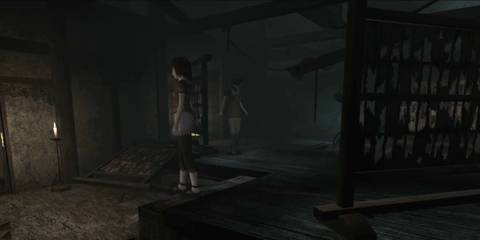 Mio and Mayu exploring a dilapidated house in Fatal Frame 2: Crimson Butterfly