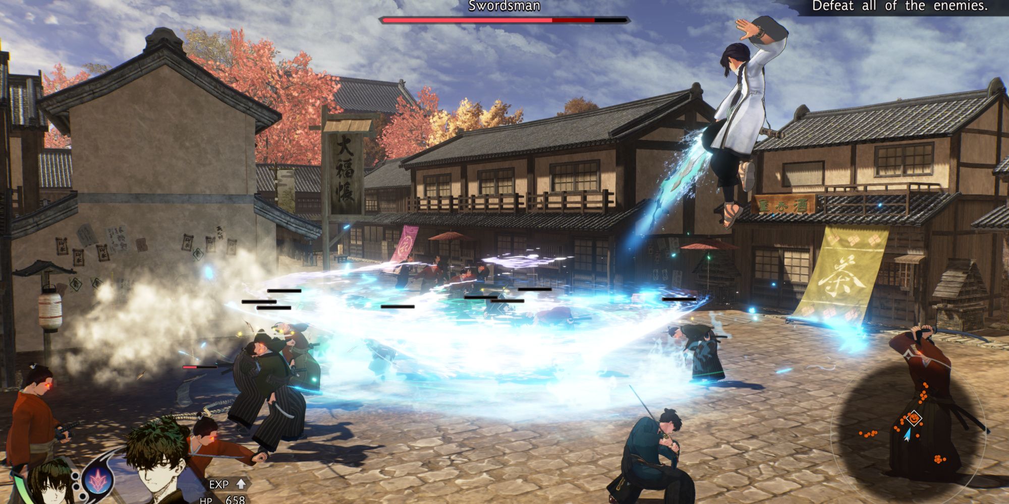 Fighting enemies with Saber in Fate:Samurai Remnant