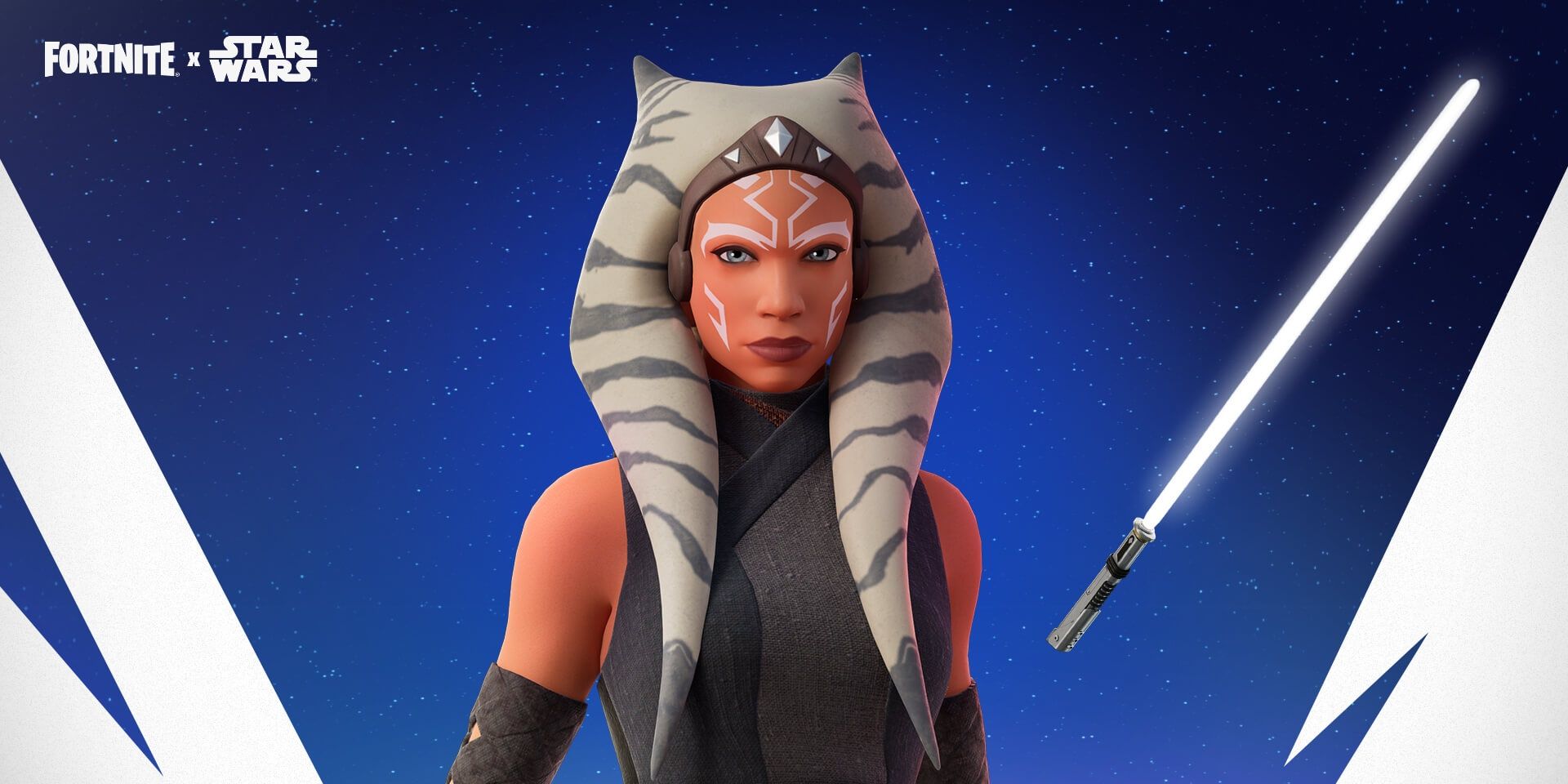 ahsoka tano and her white lightsaber in fortnite