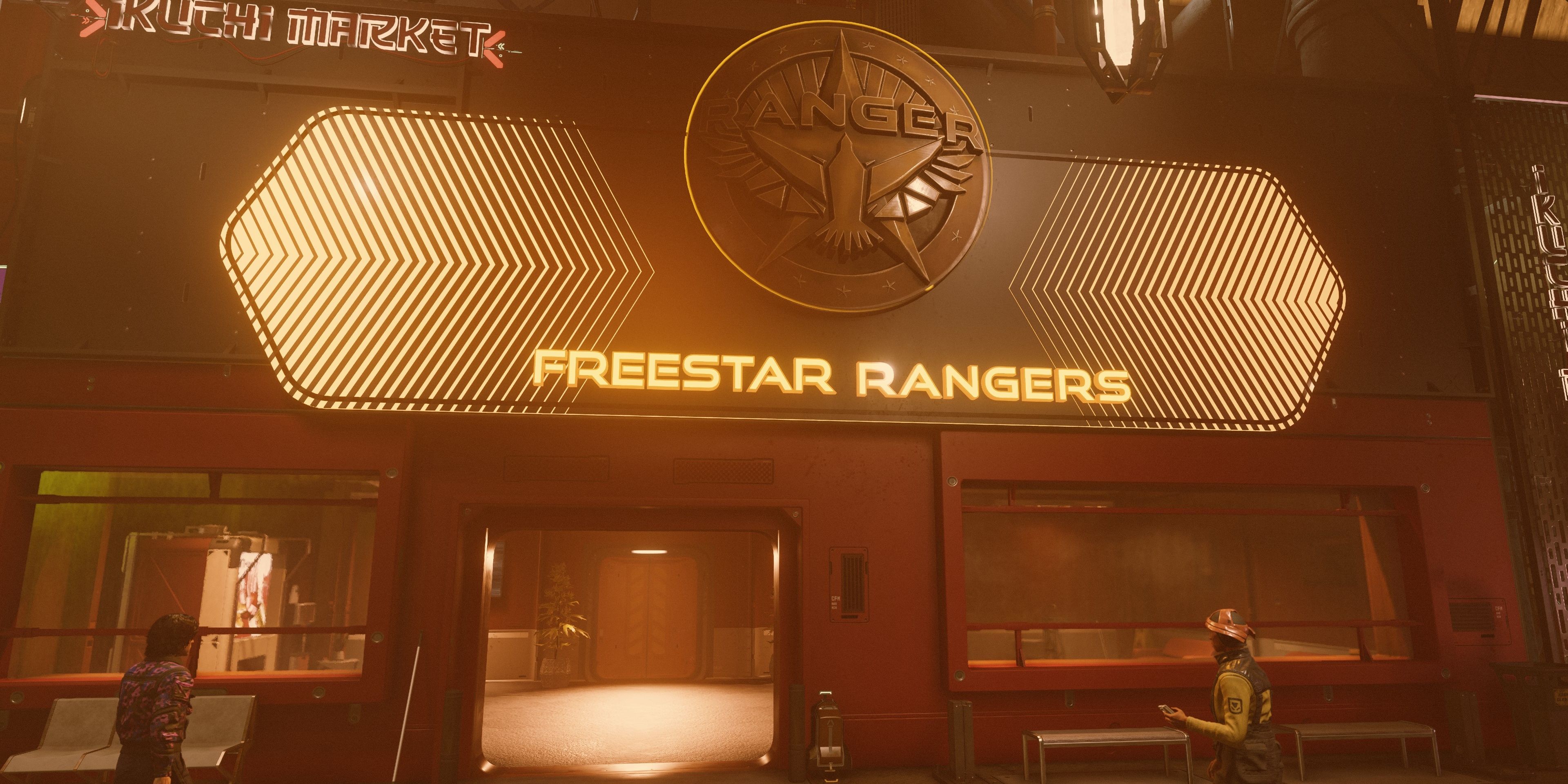 Oficinas de Freestar Rangers en neón.