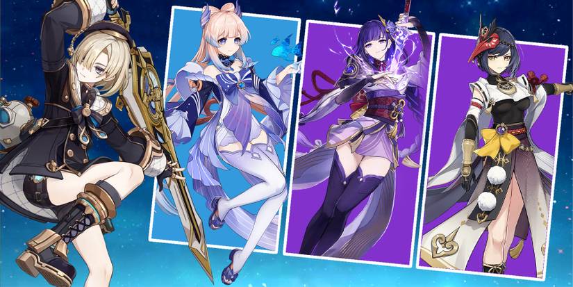 freminet-kokomi-raiden shogun-and sara in genshin impact