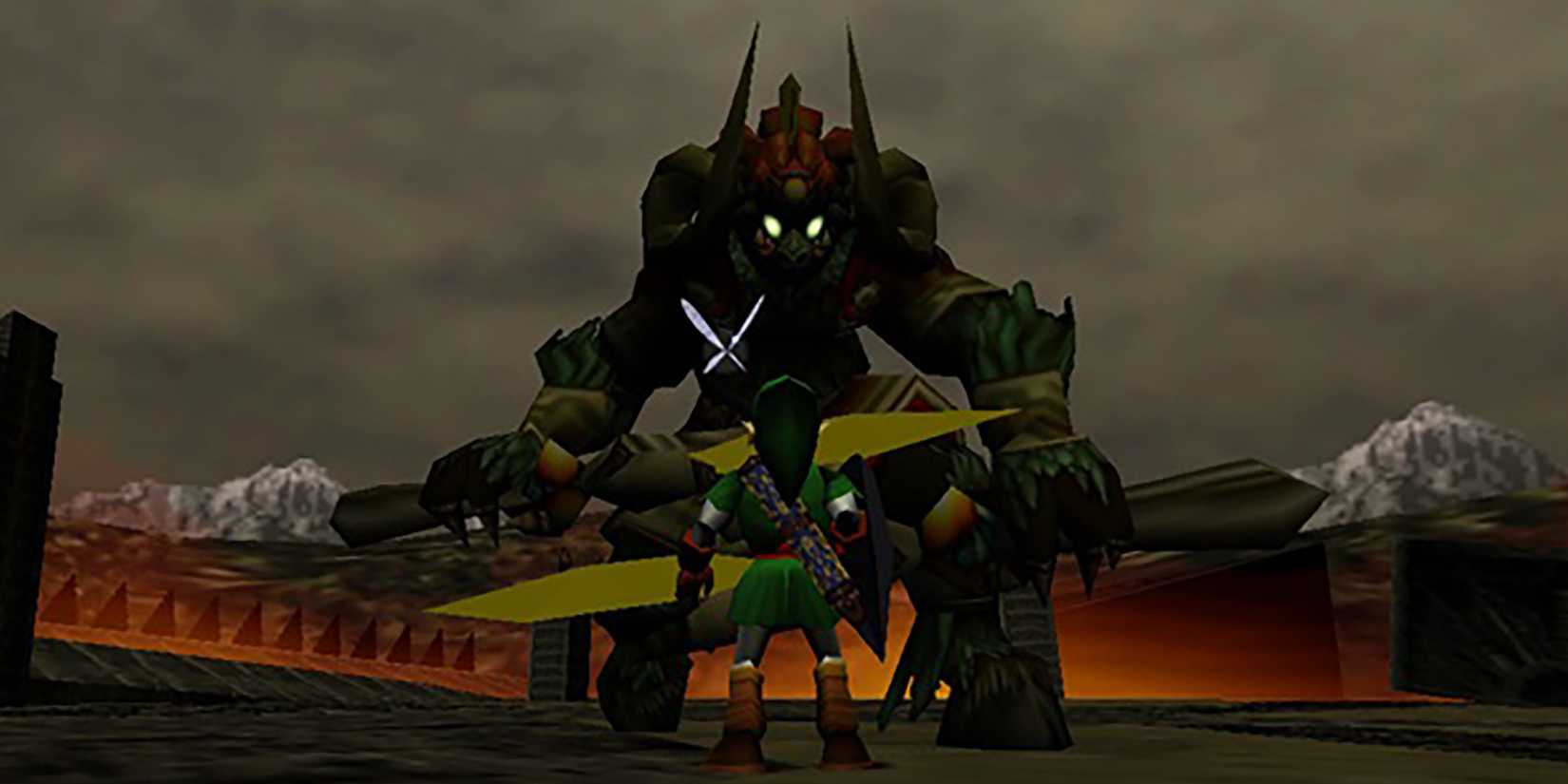 Link facing Ganon in The Legend of Zelda: Ocarina of Time.