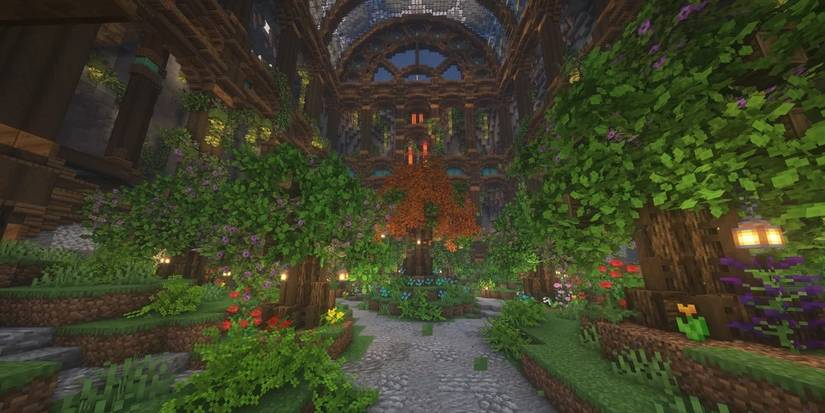 Garden trees pathway flowers indoors