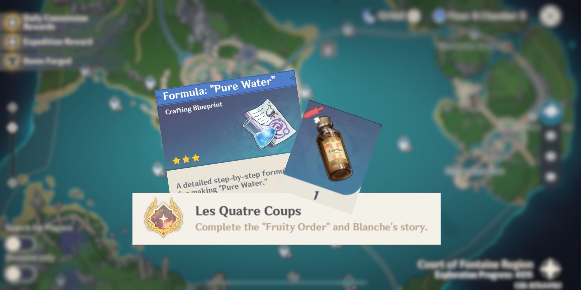 Genshin Impact- How to Obtain the Formula for Pure Water (Les Quatre Coups Achievement)- title image