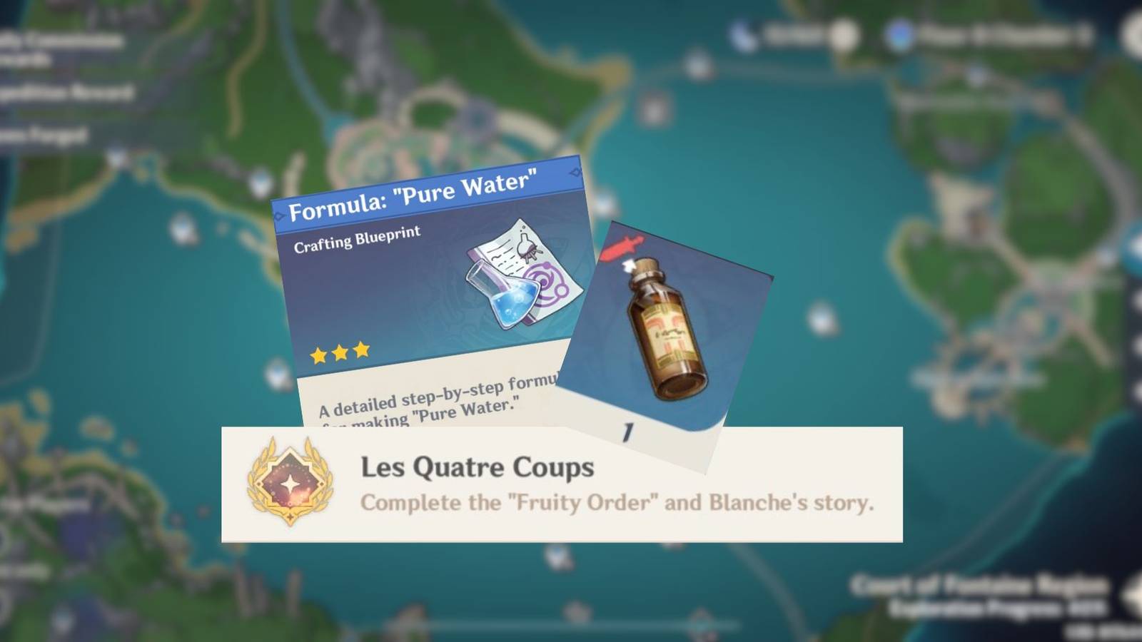 Genshin Impact- How to Obtain the Formula for Pure Water (Les Quatre Coups Achievement)- title image