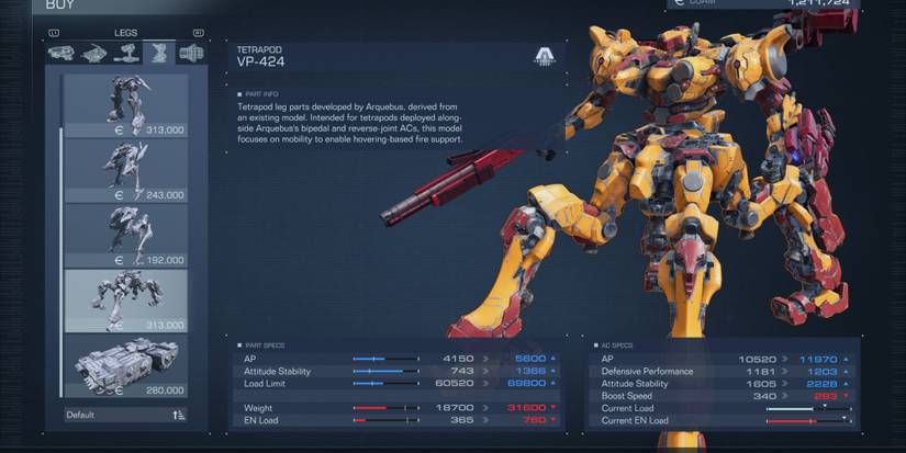 Getting Tetrapod legs in Armored Core 6 Fires of Rubicon