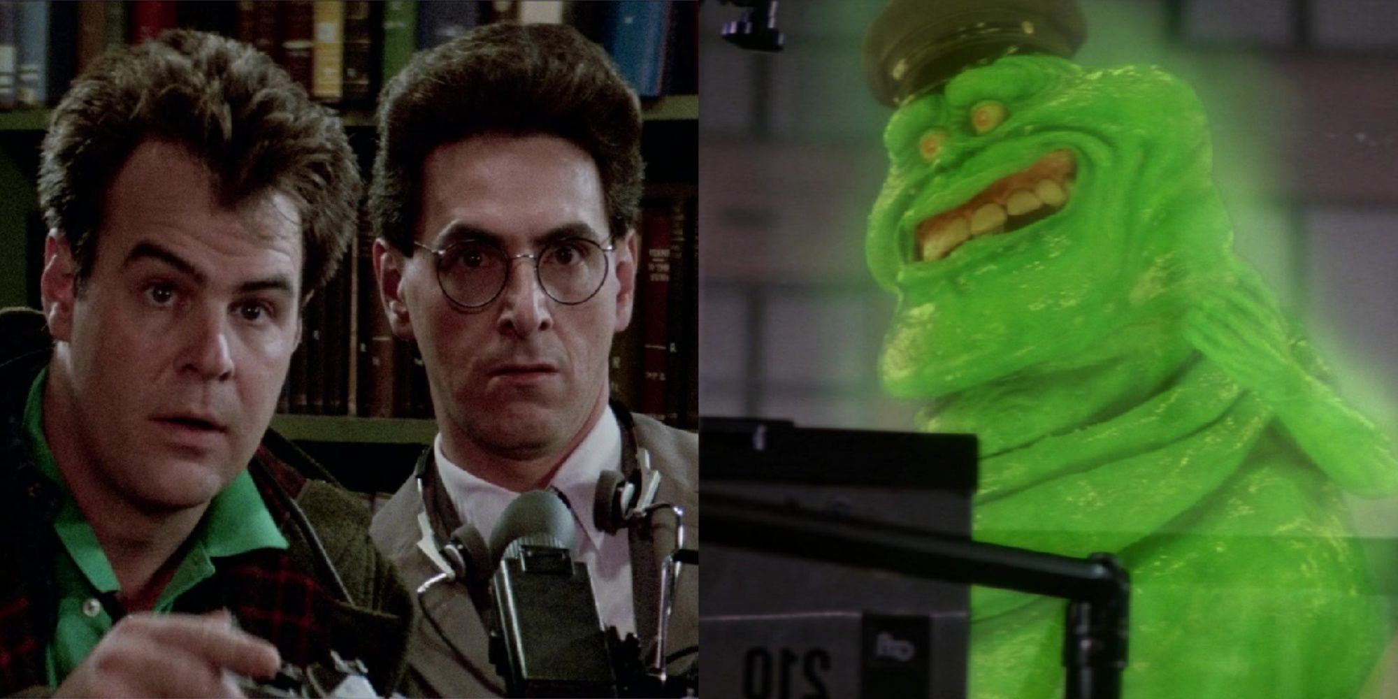 Ray and Egan on left, Slimer on right