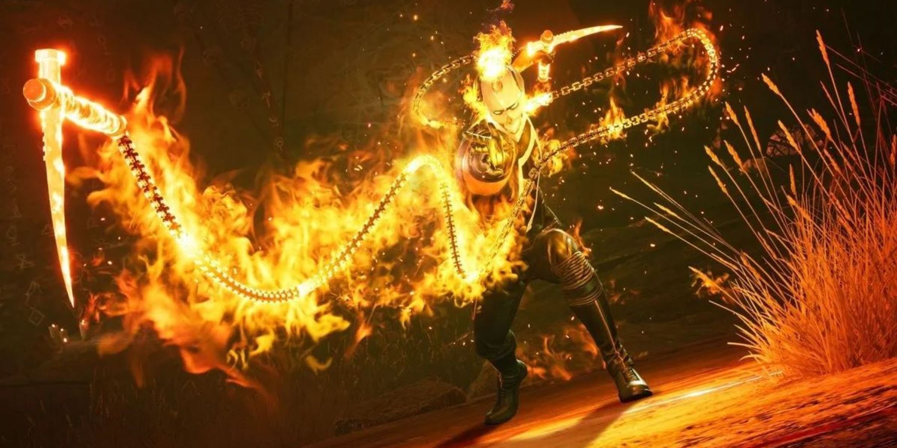 Ghost Rider unleashing his hellfire-laden whip