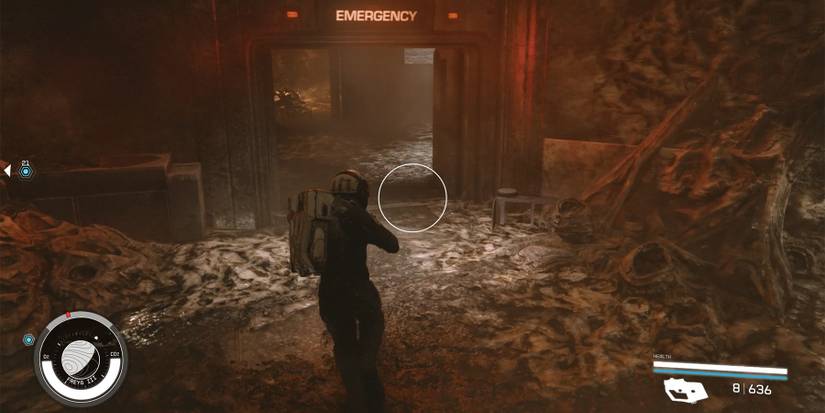 go through the emergency door in starfield