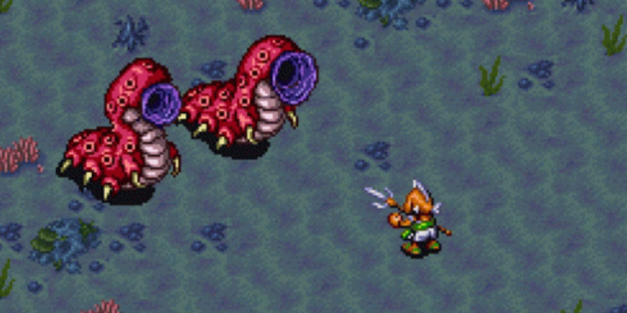 Gobi fighting a battle in Breath OF Fire 1