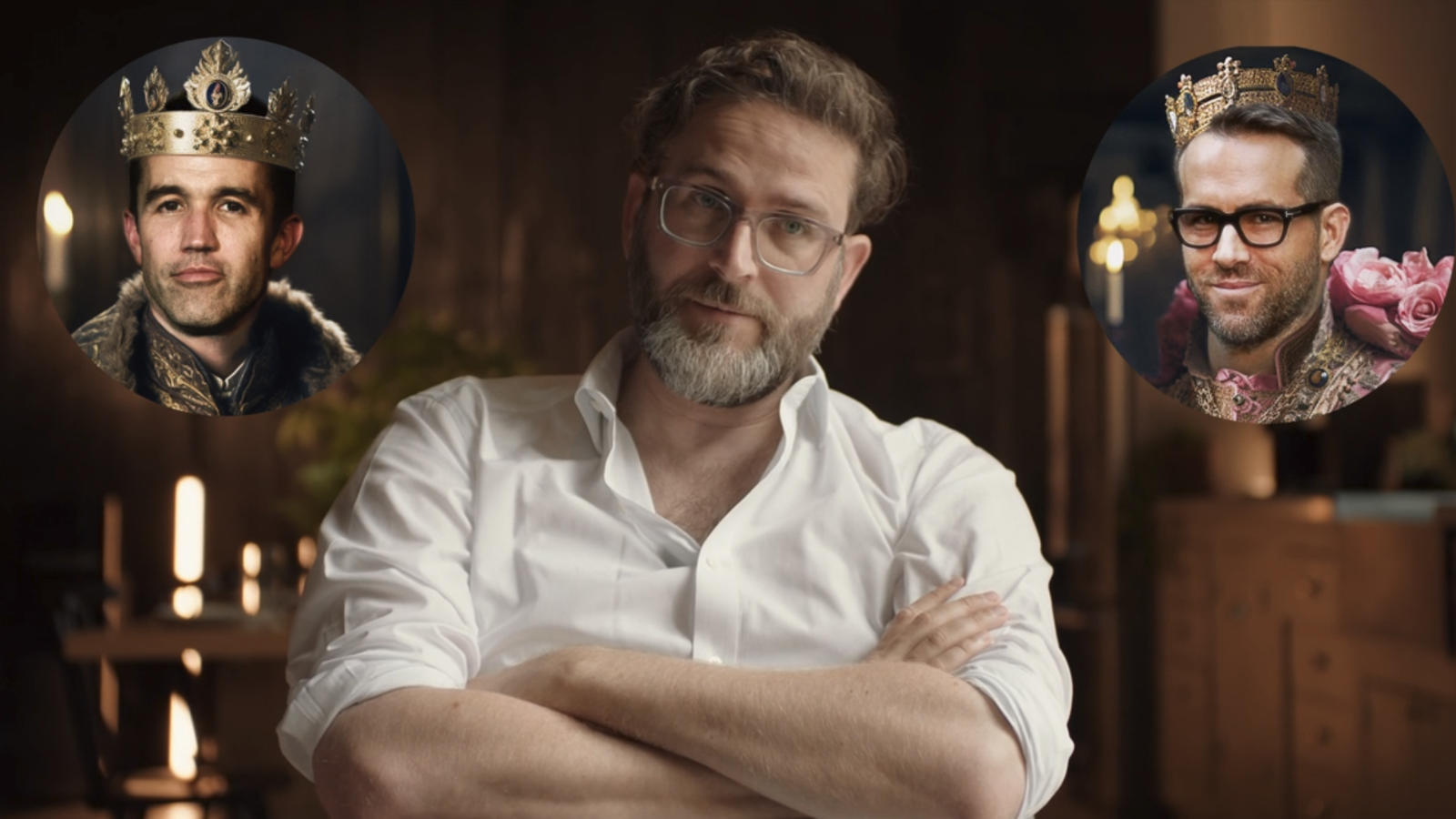 Humphrey Ker with Ryan Reynolds and Rob McElhenney miniature images as kings