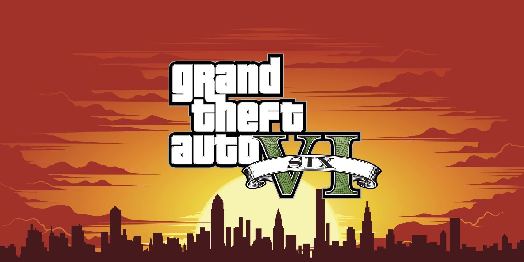    Grand Theft Auto 6 Logo And Sunset 