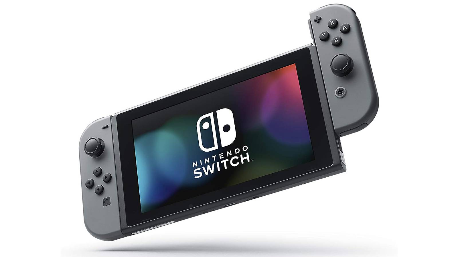 Gray Nintendo Switch promo photo on white background