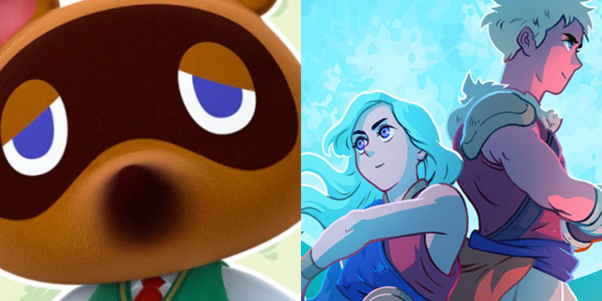 Tom nook stood next to the official poster for Sea of Stars
