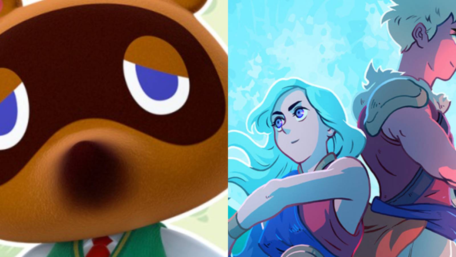 Tom nook stood next to the official poster for Sea of Stars