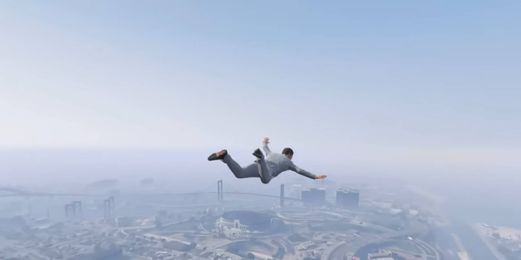 Michael under the effect of the Skyfall cheat in Grand Theft Auto 5