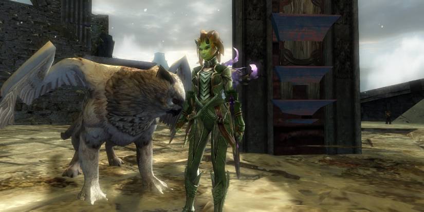 A character with their pet.