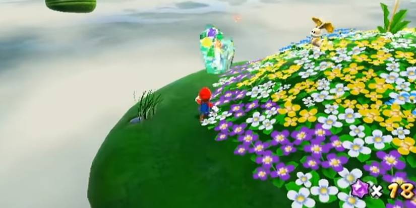 mario running along gusty garden galaxy in super mario galaxy