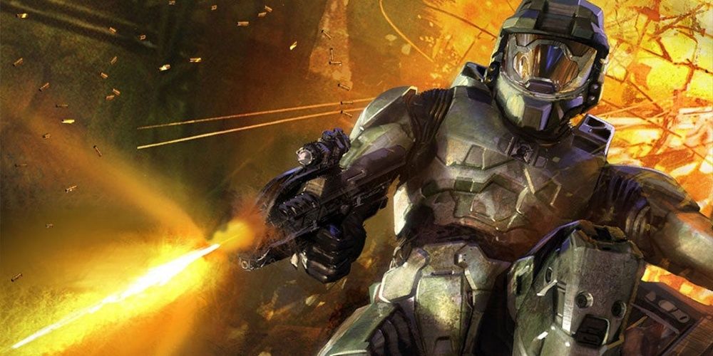 Master Chief firing a Battle Rifle