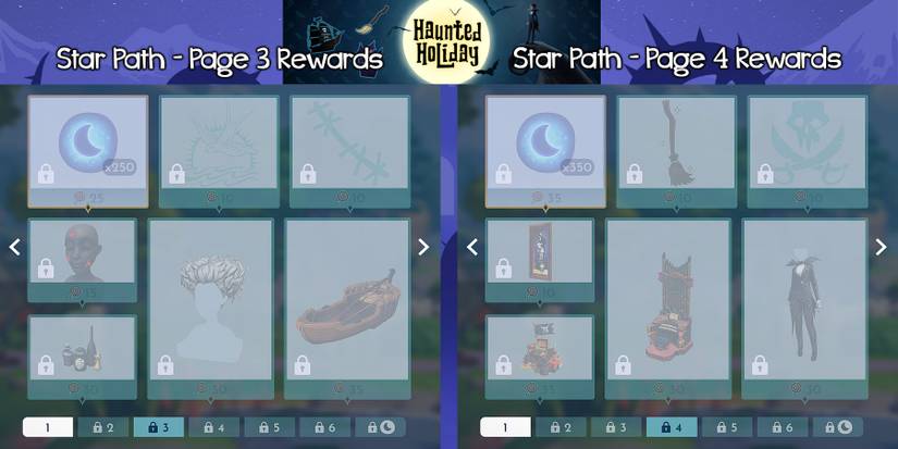 Haunted Holiday Star Path Rewards pages 3 and 4 in Disney Dreamlight Valley.