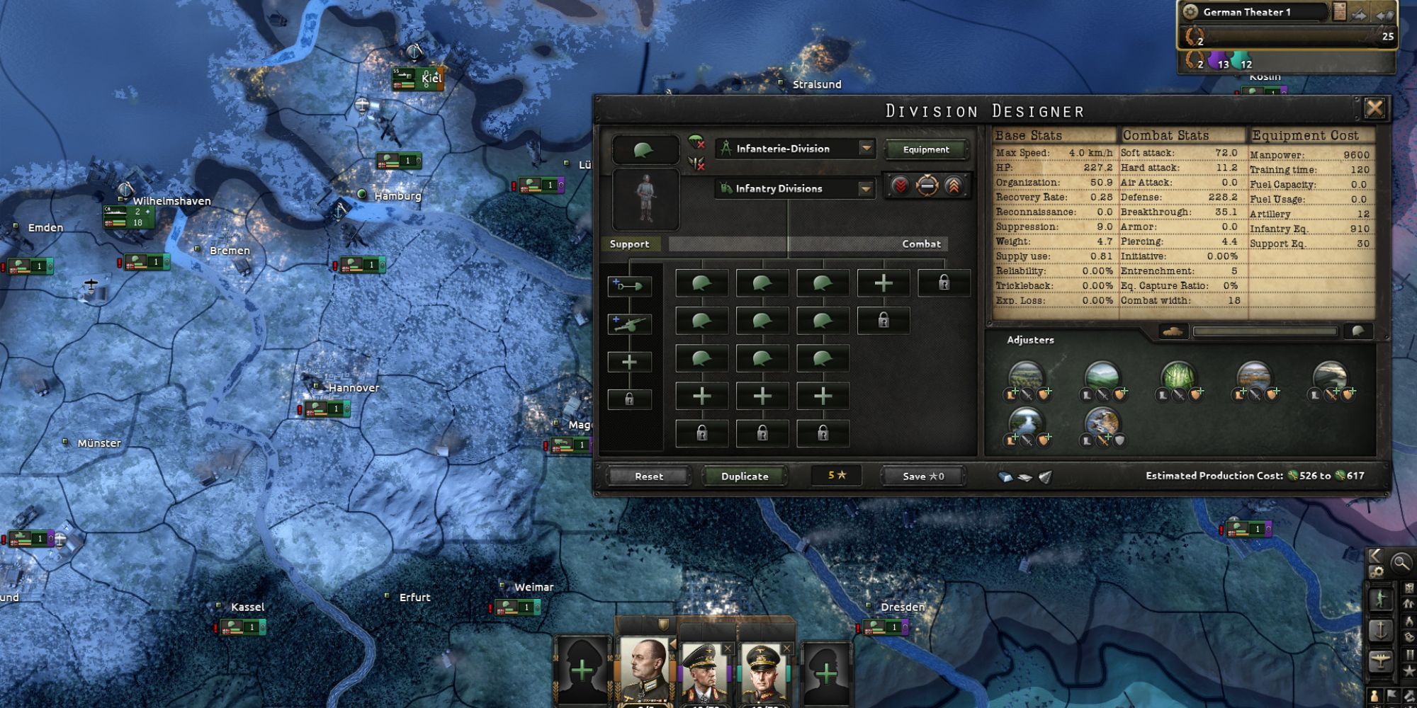A player looking at the Division Designer in Hearts of Iron 4