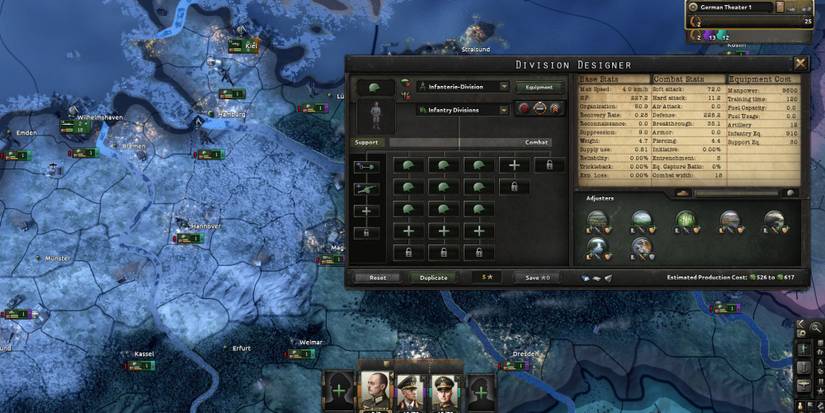 A player looking at the Division Designer in Hearts of Iron 4