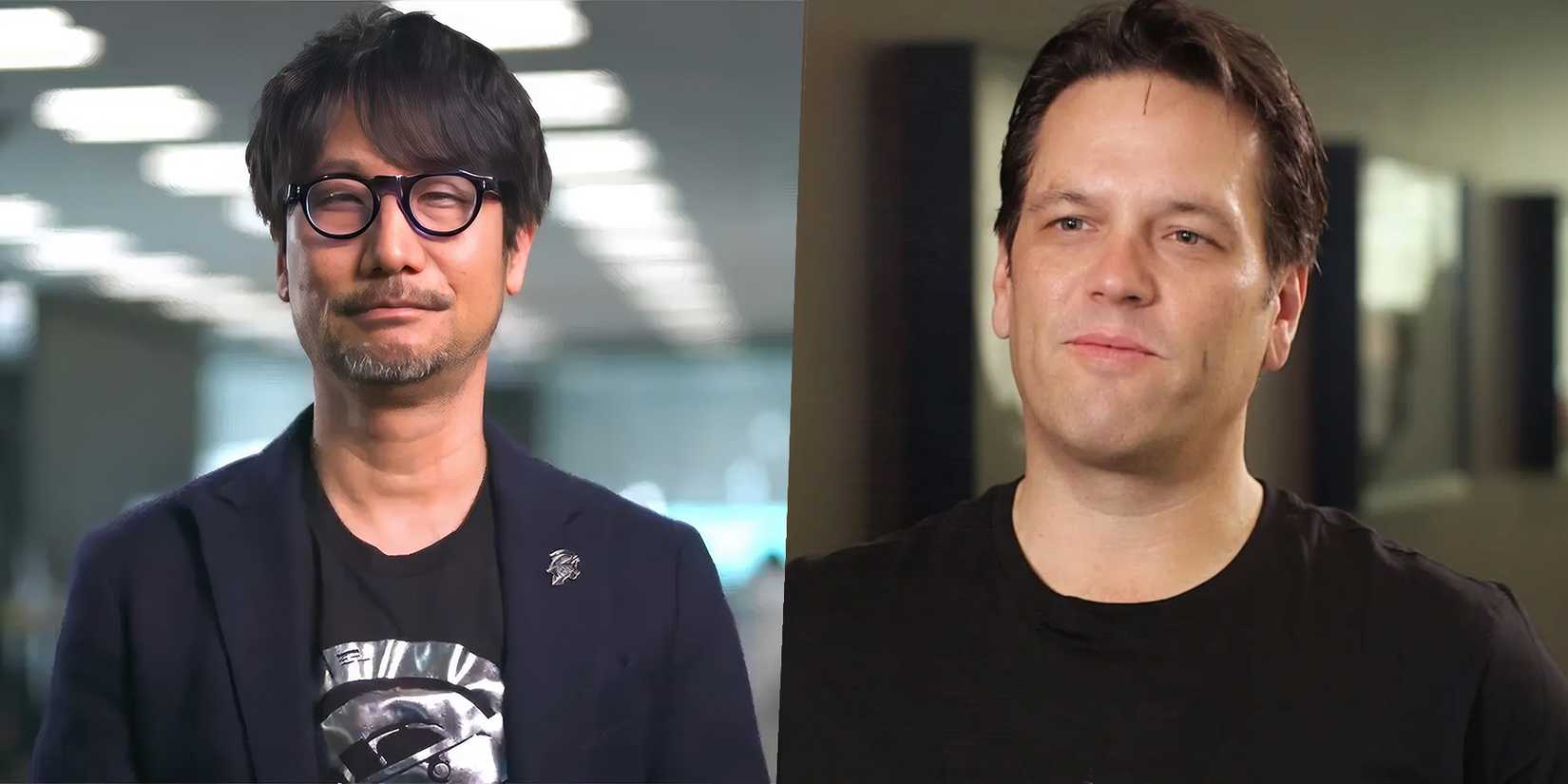 Hideo Kojima and Phil Spencer collage