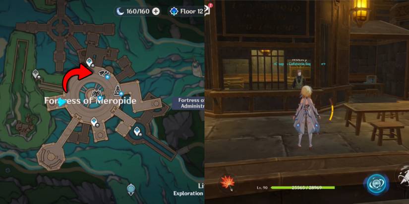 how to go to coupon cafeteria in fortress of meropide genshin impact