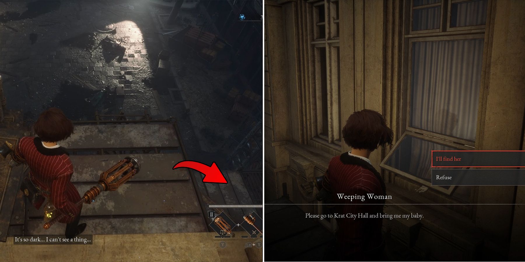 how to trigger weeping woman quest in lies of p