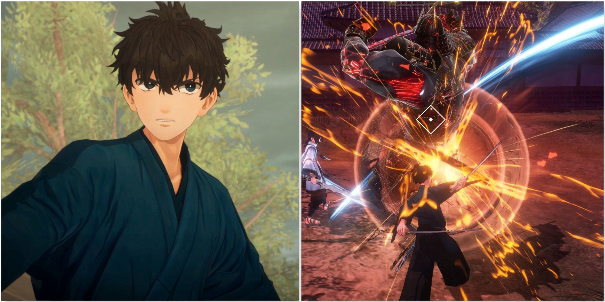 Iori and fighting enemies in Fate:Samurai Remnant
