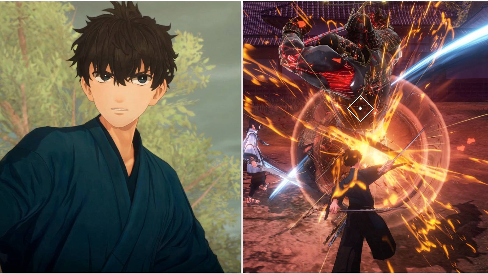 Iori and fighting enemies in Fate:Samurai Remnant