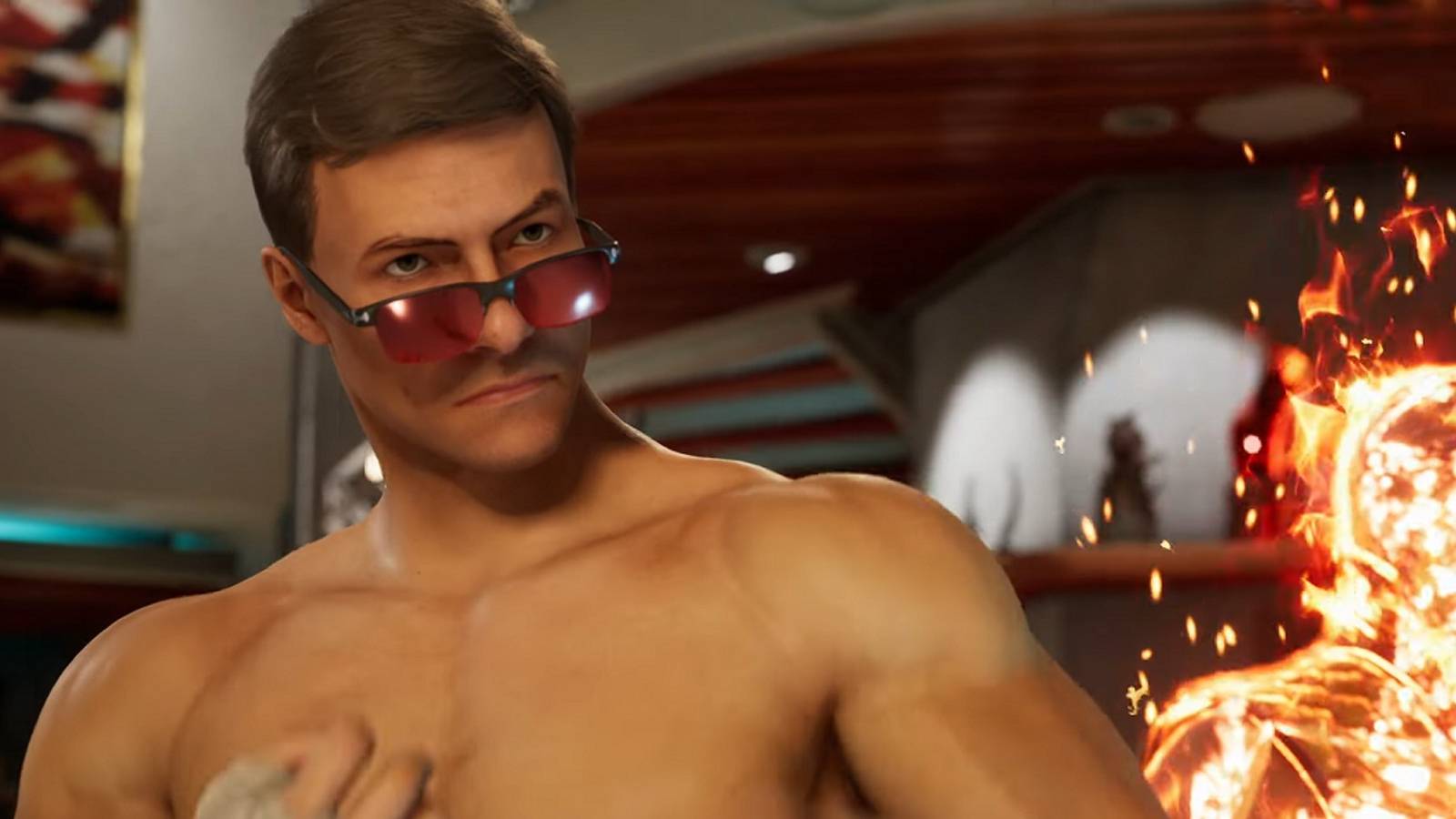 Johnny Cage shirtless in Mortal Kombat 1