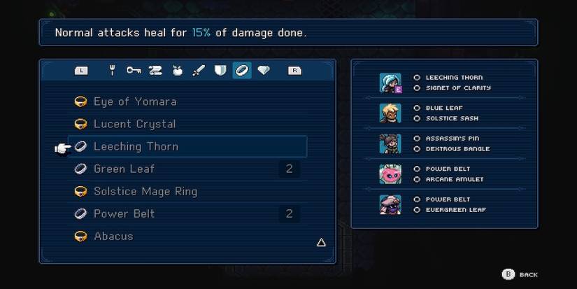 Leeching Thorn accessory in Sea of Stars